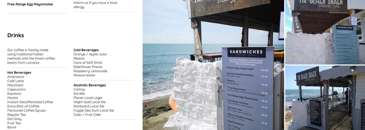 The Beach Shack Menu