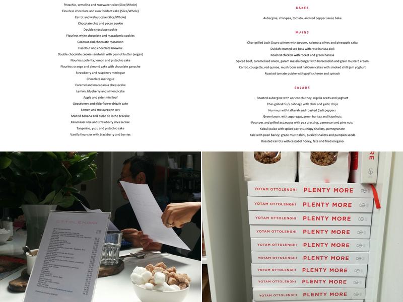 Ottolenghi Notting Hill Menu