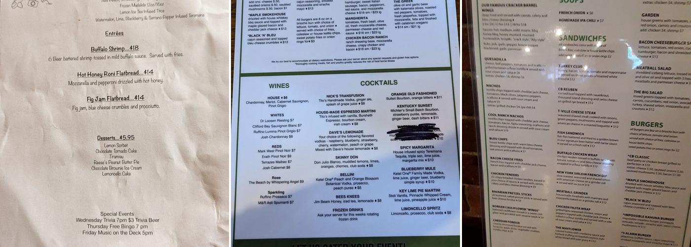 Crackerbarrel Entertainment Menu