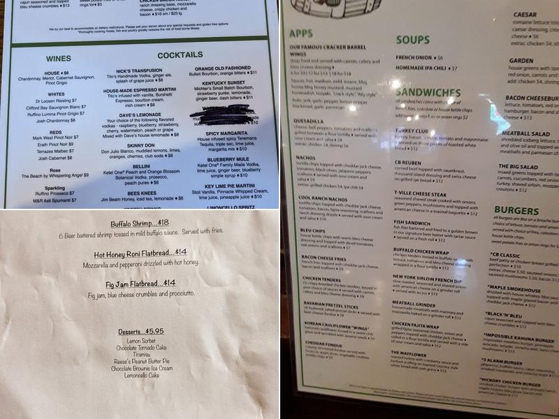 Crackerbarrel Entertainment Menu