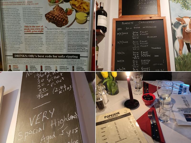 The Popeseye Steak House Menu