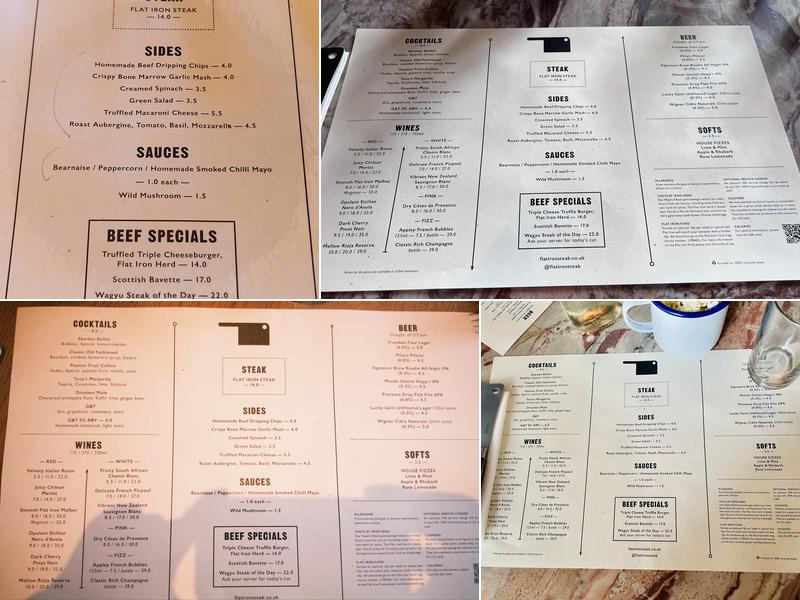 Flat Iron Manchester Menu