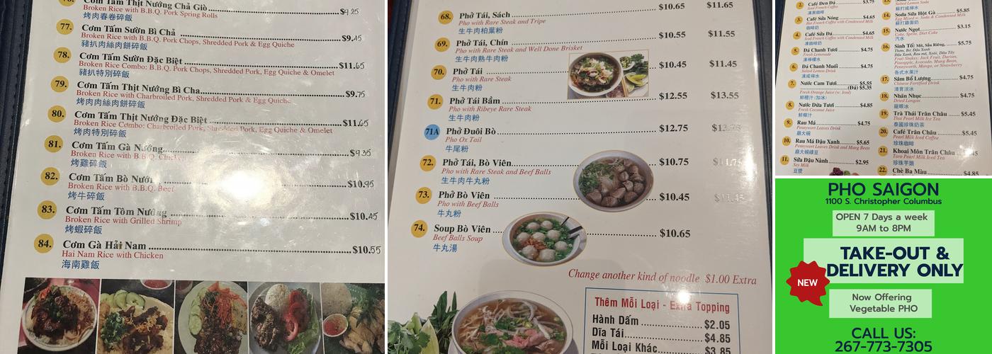 Pho Saigon Menu