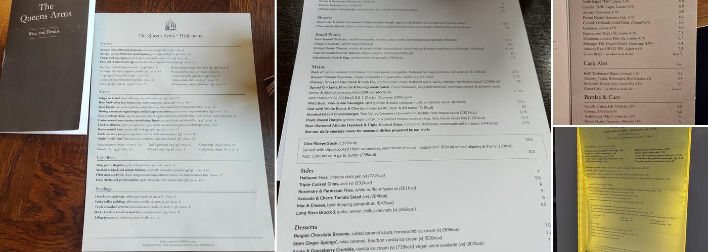 The Queens Arms Menu