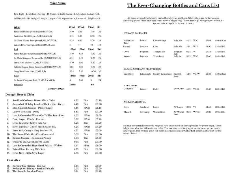 The Queens Head Menu