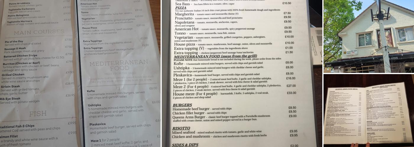 Queens Arms Menu