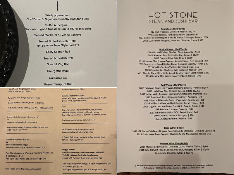 Hot Stone Menu