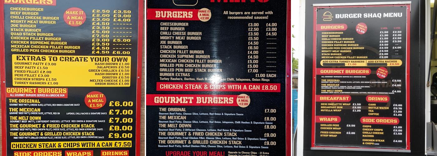 Burger Shaq Menu