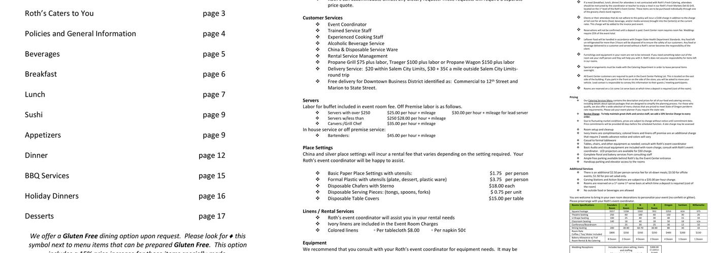 Roth's Fresh Catering Menu