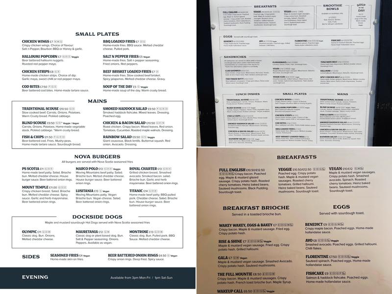 Nova Scotia Liverpool Menu