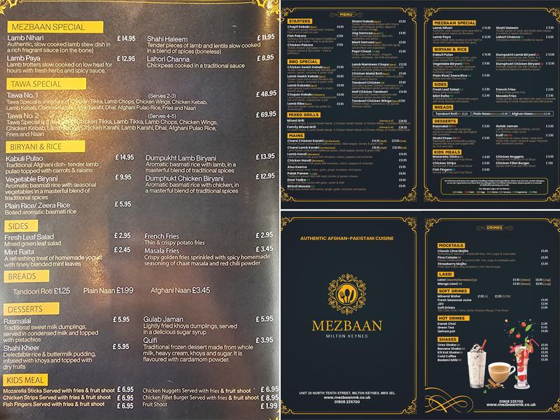 Mezbaan Restaurant Menu