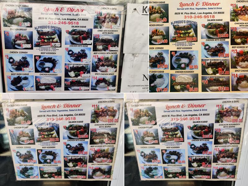 Eliass kosher kabob Menu