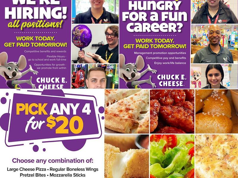 Chuck E. Cheese Menu