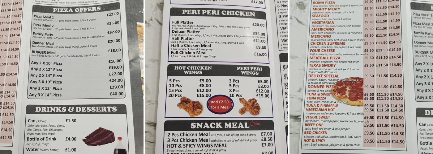 Deluxe Fried Chicken Menu