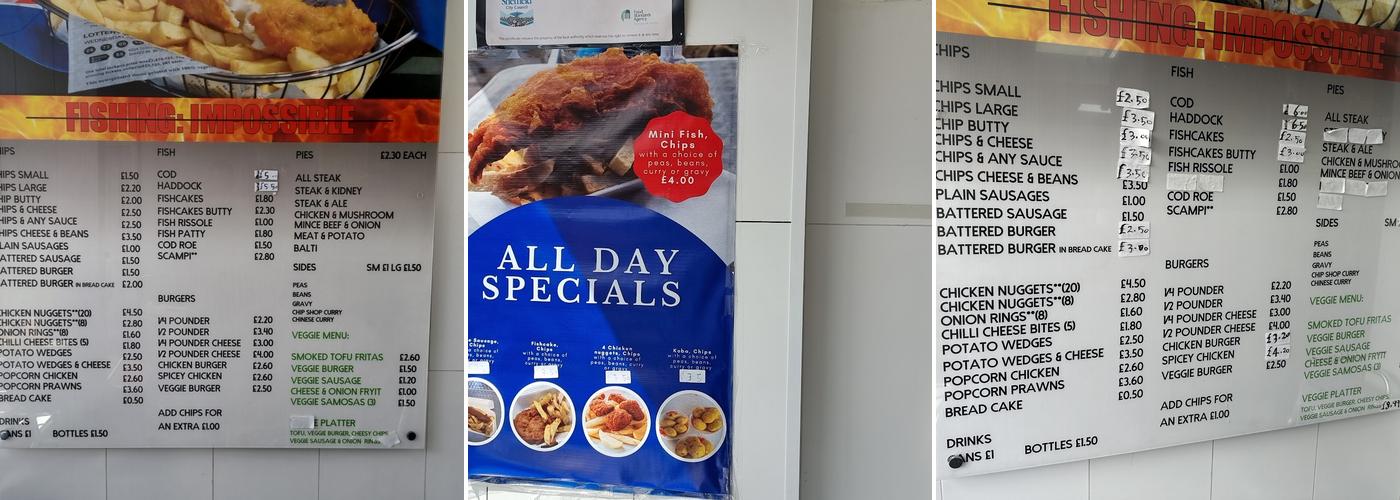 Hillsborough Fish Bar Menu