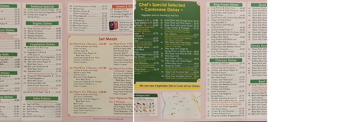 The Sizzling Wok Menu