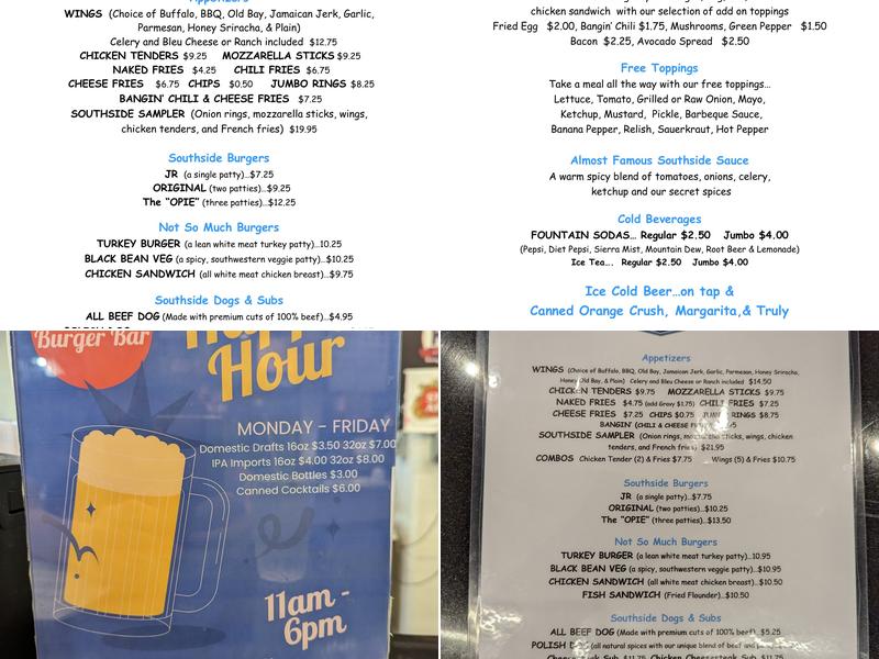 Southside Burger Bar Menu
