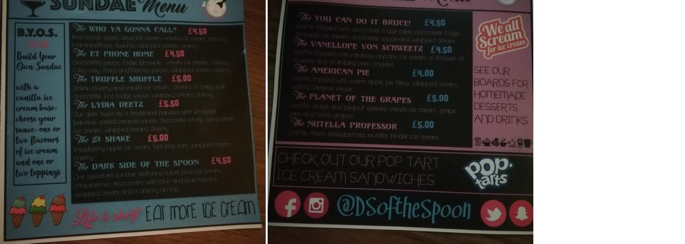 Dark Side Of The Spoon Menu