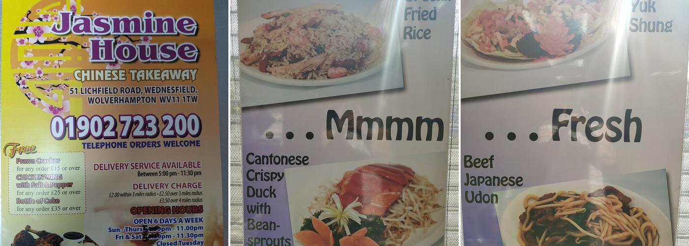 Jasmine House Chinese Takeaway Menu