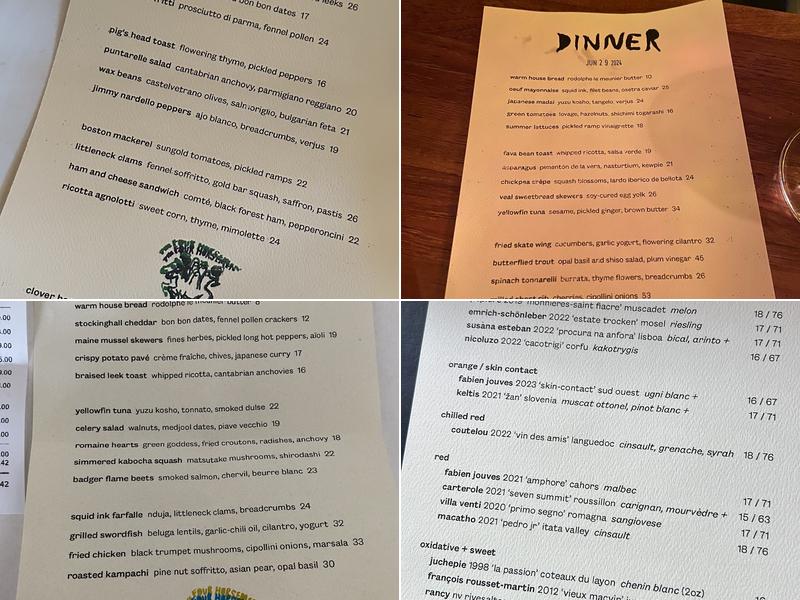 The Four Horsemen Menu