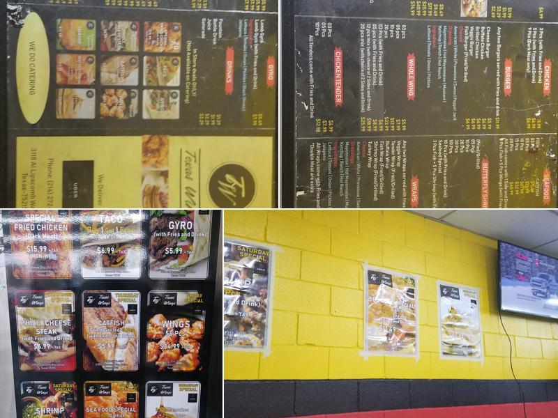 Texas wing Menu