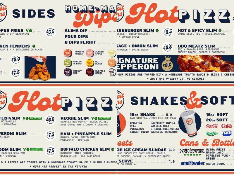 Detroit Slims - Oxford Road Manchester Menu