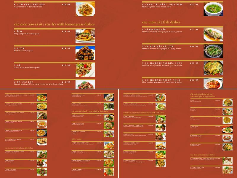 Que Huong Restaurant and Karaoke Menu