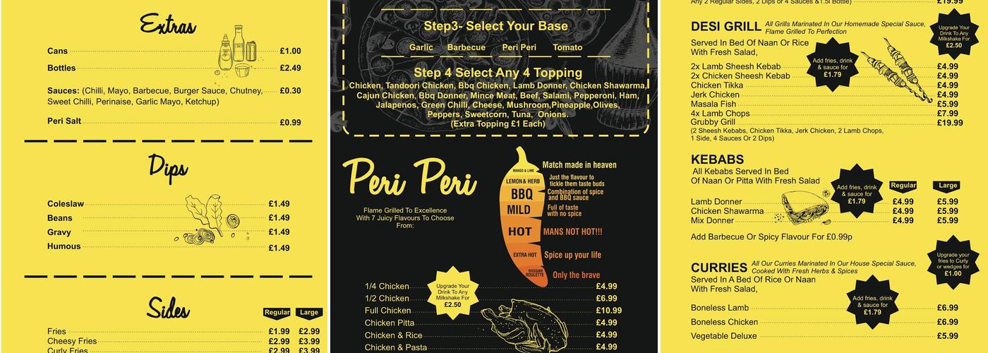 Grub hut Menu
