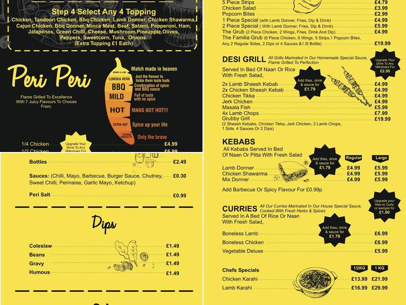 Grub hut Menu