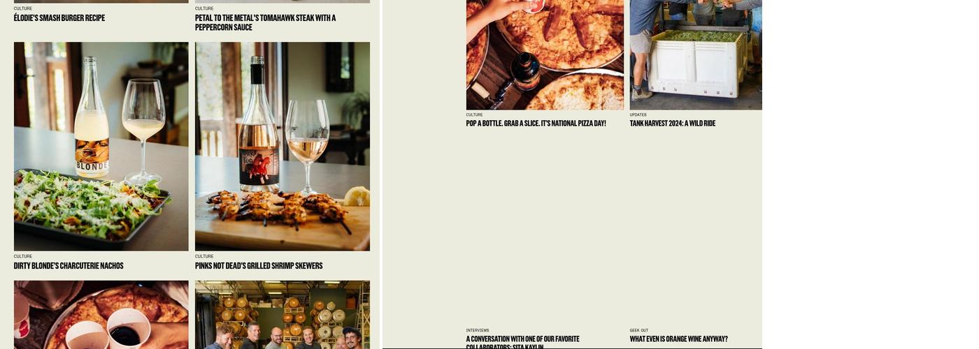 Tank Garage Winery Menu