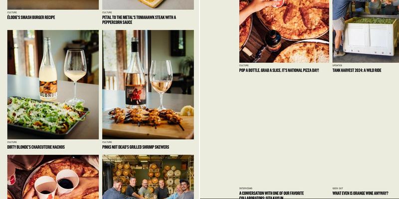 Tank Garage Winery Menu