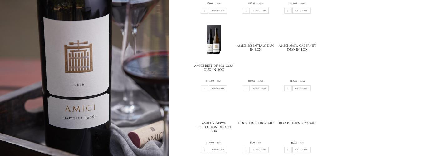 Amici Cellars Menu