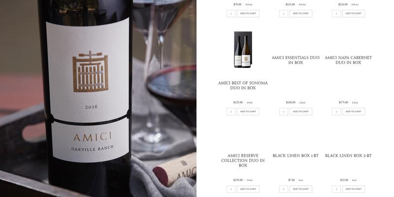 Amici Cellars Menu