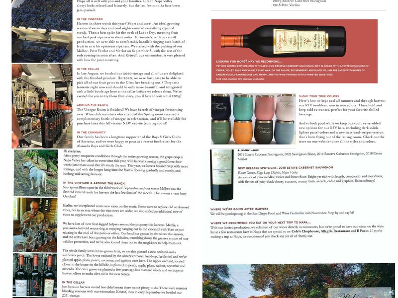 Robinson Family Vineyard Menu