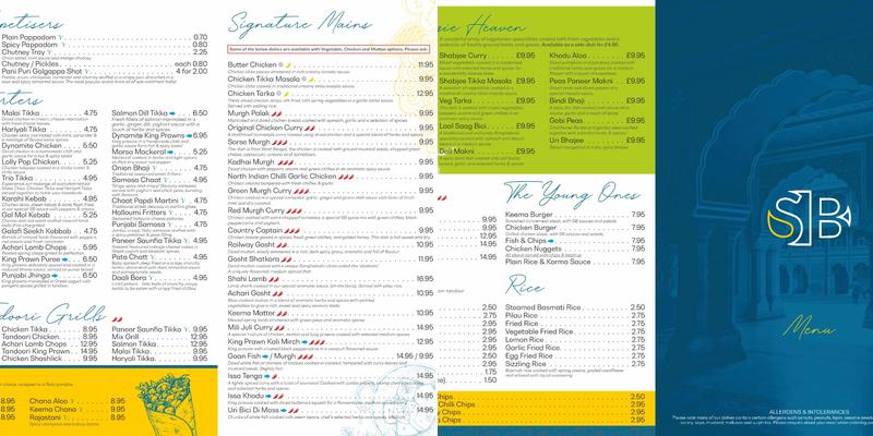 Streetly Balti Menu