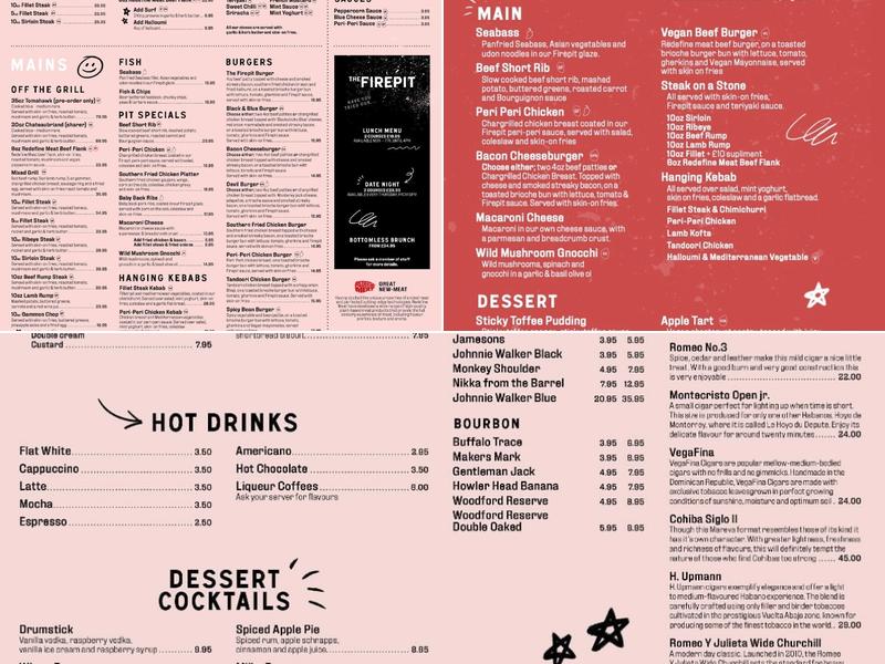 The Firepit Restaurant (Bury) Menu