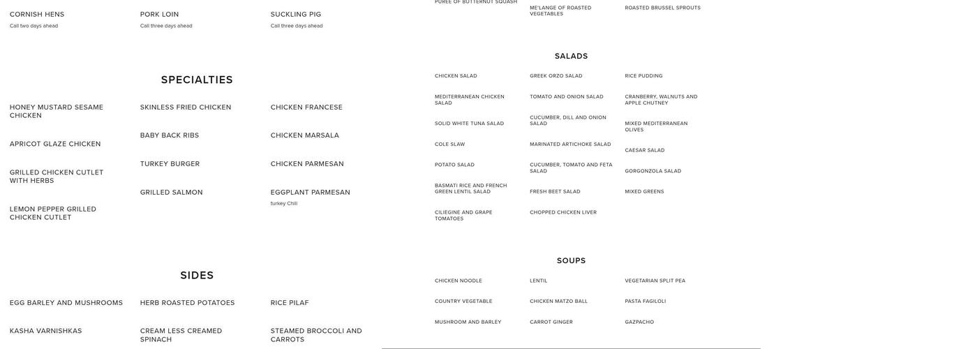 Ruffled Feathers Menu