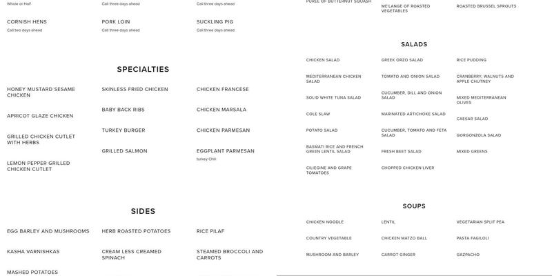 Ruffled Feathers Menu
