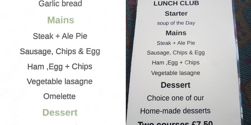 The Travellers Rest Menu