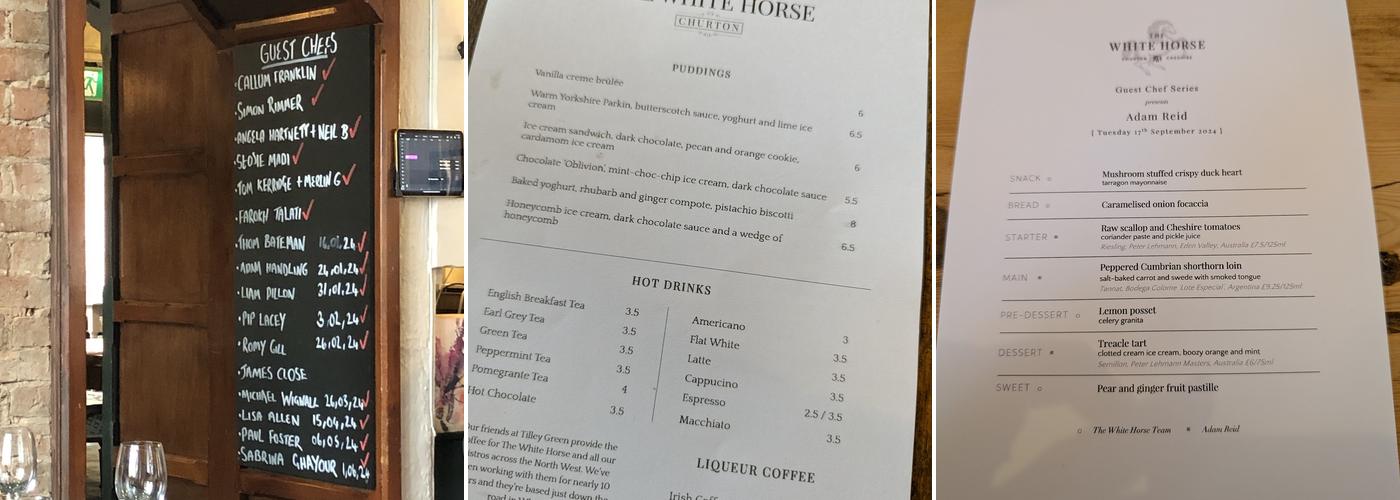 The White Horse in Churton Menu