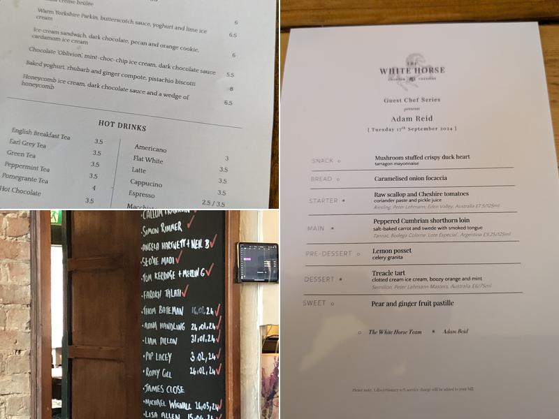The White Horse in Churton Menu