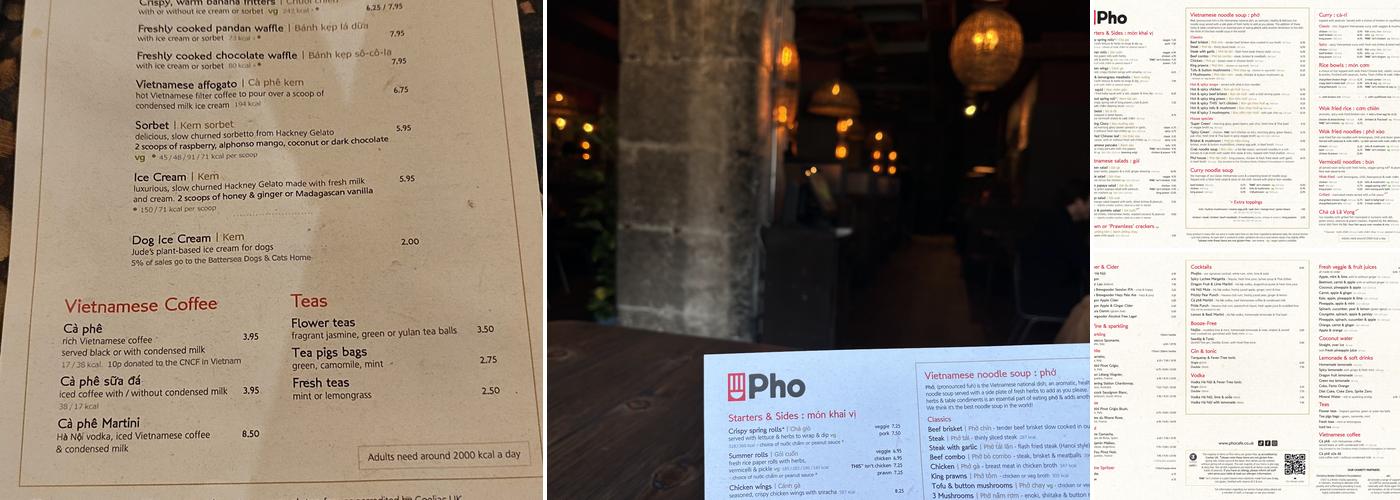 Pho Menu
