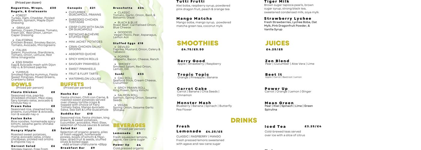 Fountain Juice Bar Menu