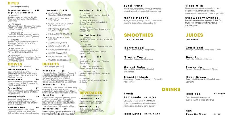 Fountain Juice Bar Menu