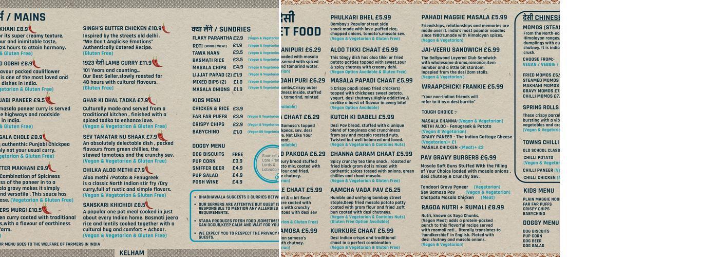 5Tara Sheffield - Kelham Island Menu