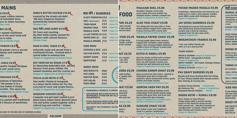 5Tara Sheffield - Kelham Island Menu