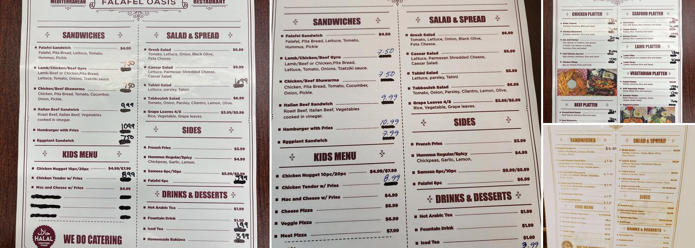 Falafel Oasis Menu