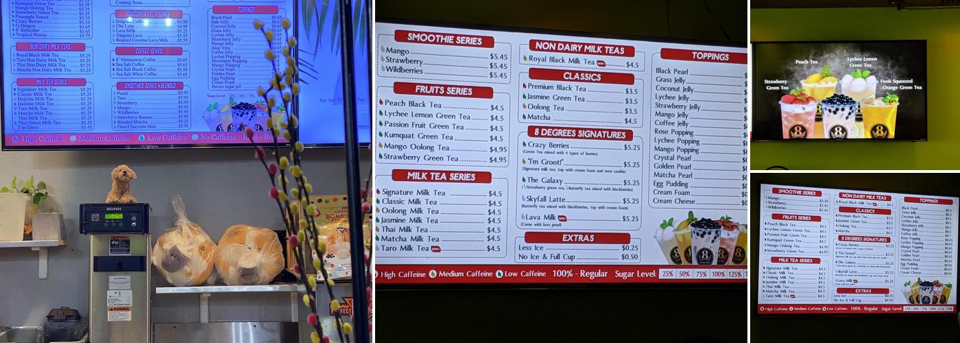 8 Degrees Cafe & Boba Menu