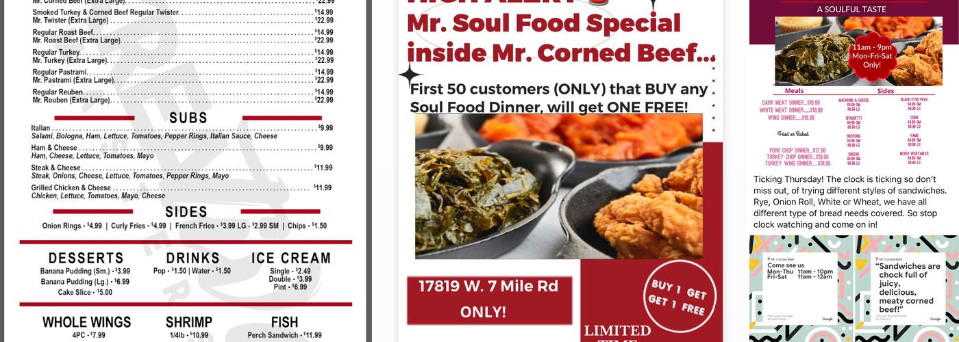 Mr. Corned Beef Menu