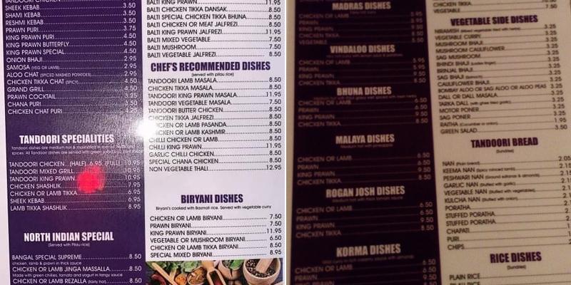 Bengal Curry House, Walthamstow Menu